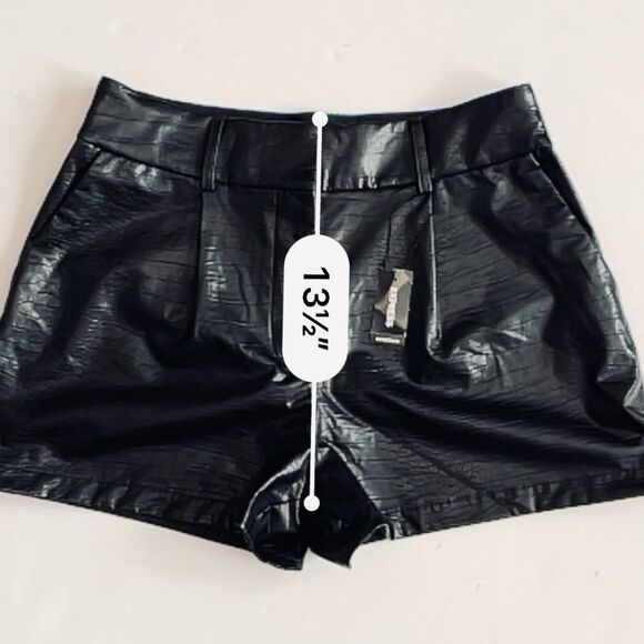Express Super High Waist Croc-Embossed Faux Leather Shorts Size 12 - Picture 8 of 14